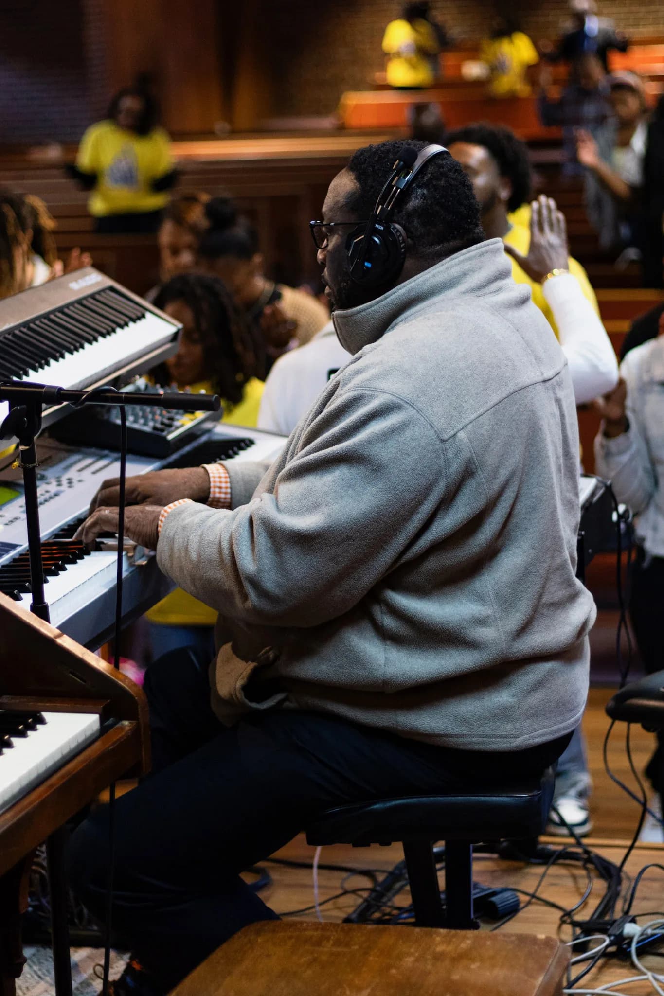 Musician serving during worship